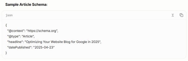 Sample article schema