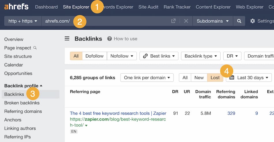 Find lost links with Site Explorer