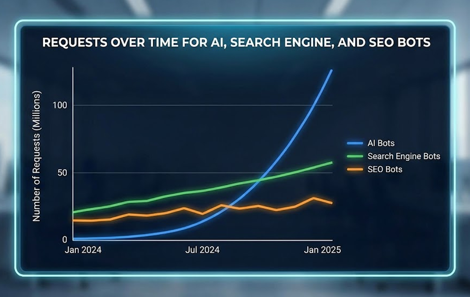 Requests Over Time for AI, Search Engine, and SEO Bots