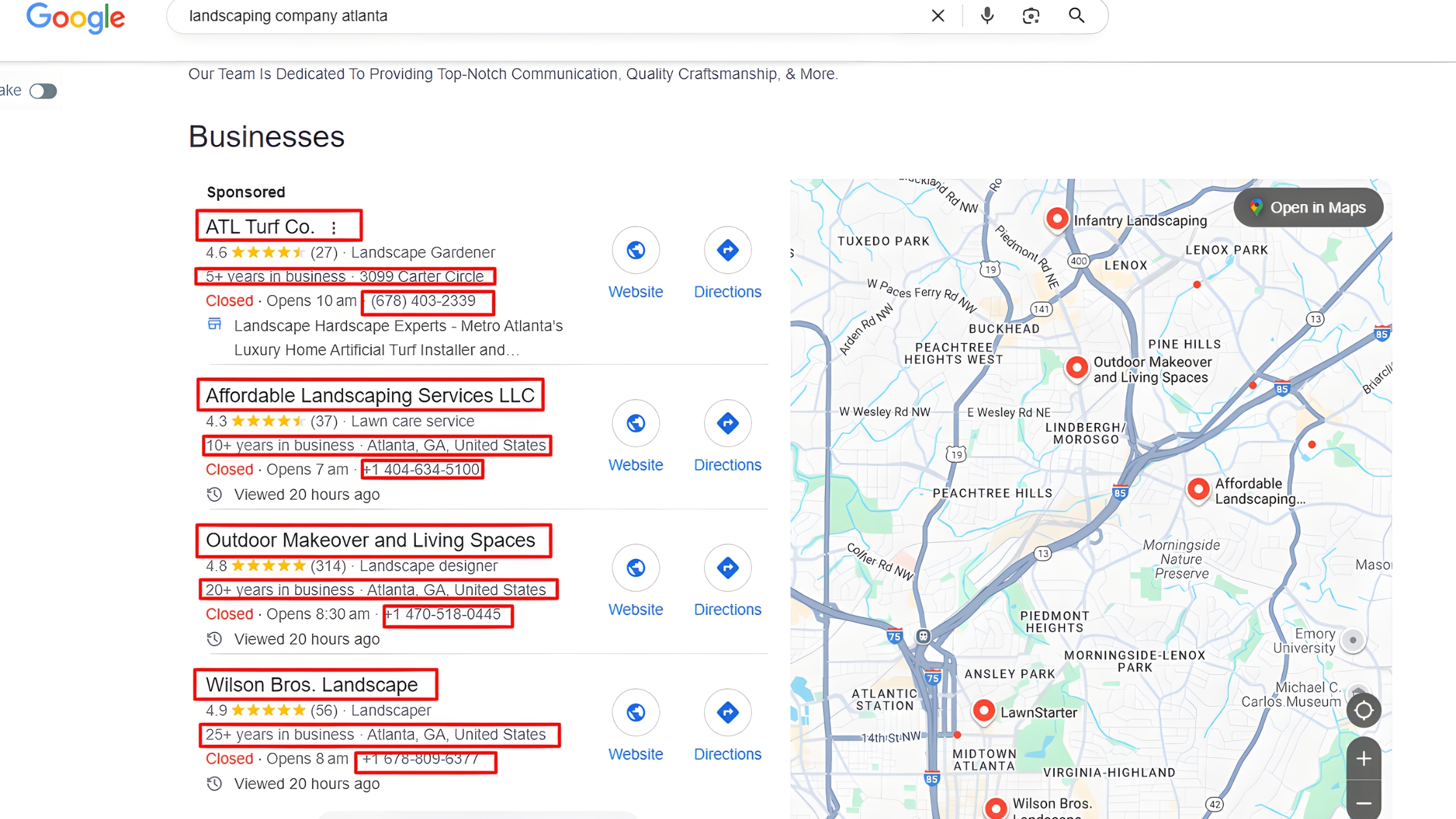 consistent NAP Information
