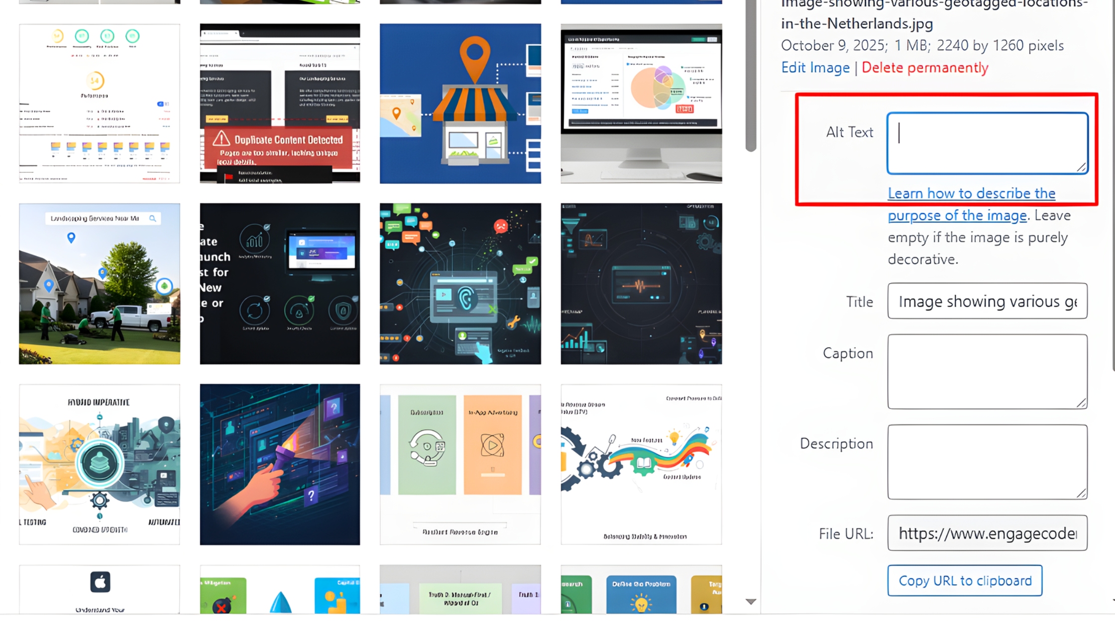 Adding alt-text for on-site photos